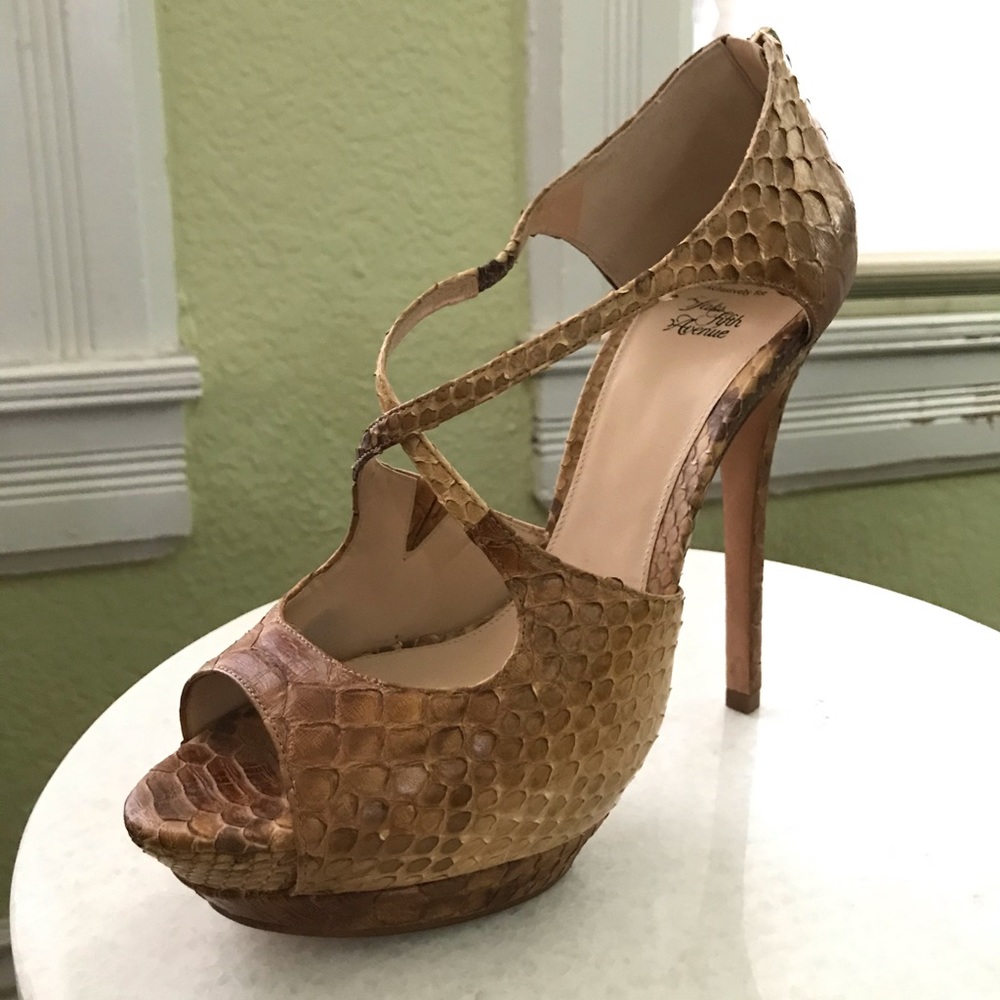 Alexandre Birman Python Peep Toe Sandals - image 8